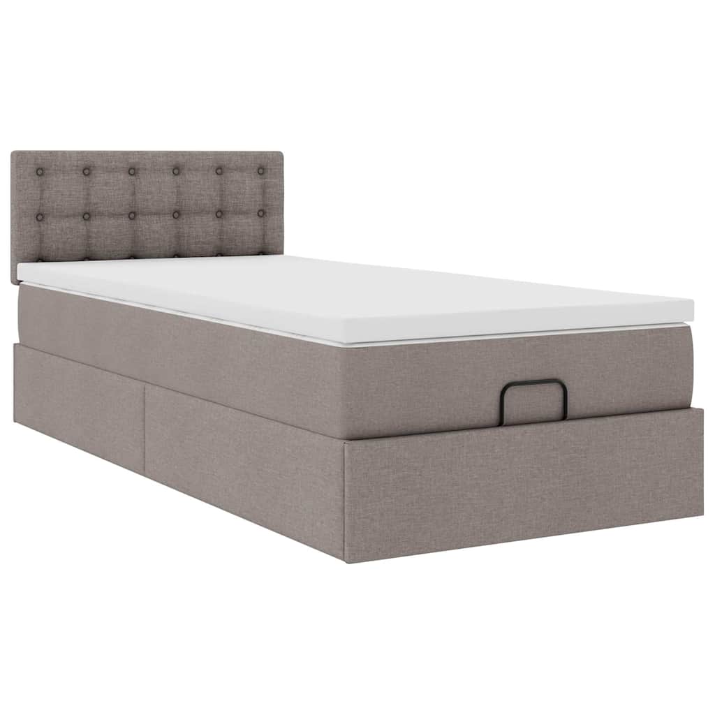Vidaxl Rama Łóżka Otomana Z Materacem, Taupe, 80X200 Cm, Tkanina