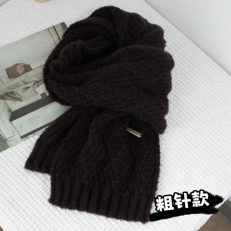 Autumn and Winter Solid Color Thick Warm Knitted Scarf Korean Commuter Gentle and Versatile Non Tassel Scarf