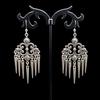 Gothic Silver Flower Filigree Pointed Earrings
