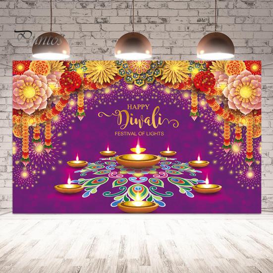 Happy Diwali Backdrop Banner Vibrant Color Create Atmosphere Festive Photo Decoration Banner for Diwali Parties Celebrations