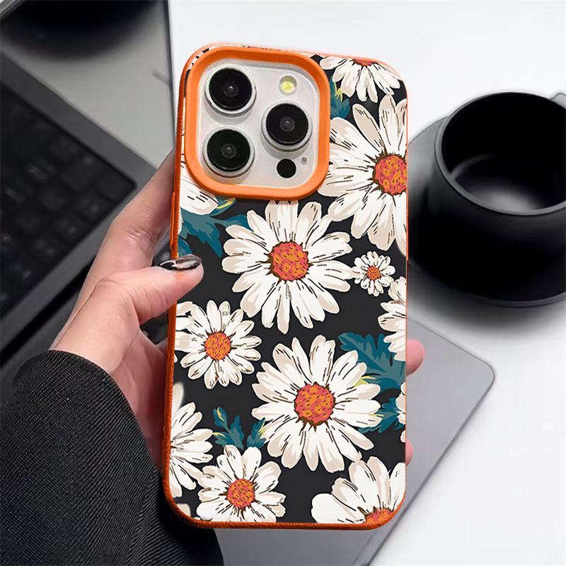 Białe etui w kwiaty na iPhone 16 Pro Max 15 14 13 12 11 Wstrząsoodporne Smukłe Miękkie Silikonowe Etui Pokrowiec