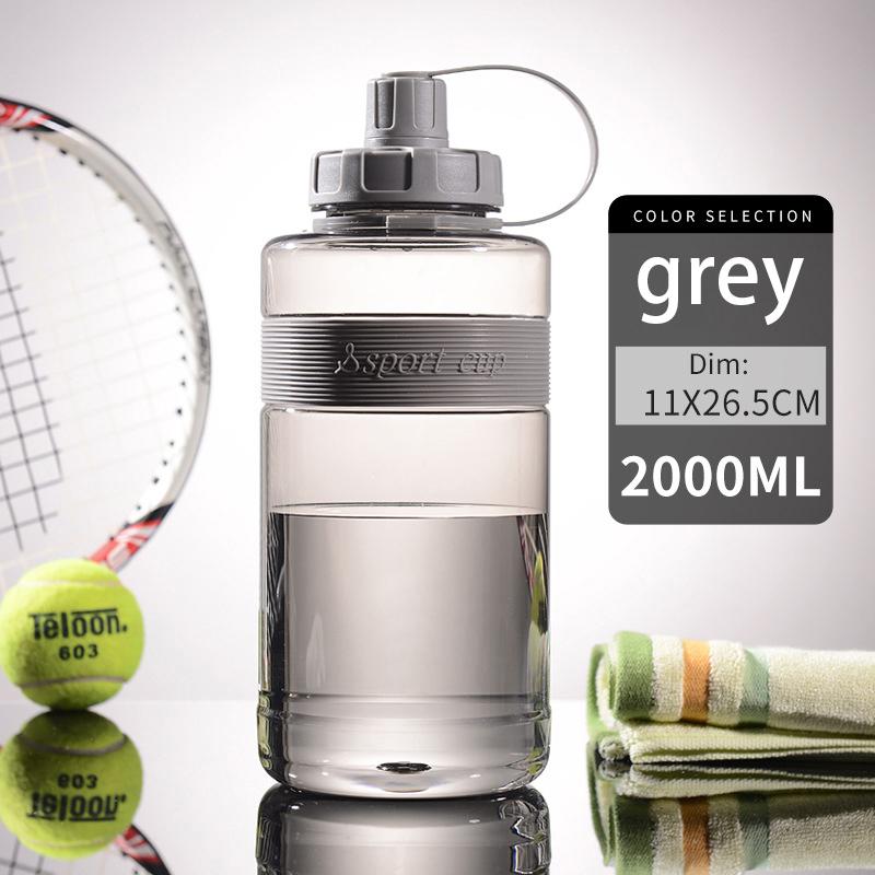 

2л бутылка для воды для фитнеса, дорожная бутылка, спортивная чашка для фитнеса для дома, спорта на открытом воздухе серый