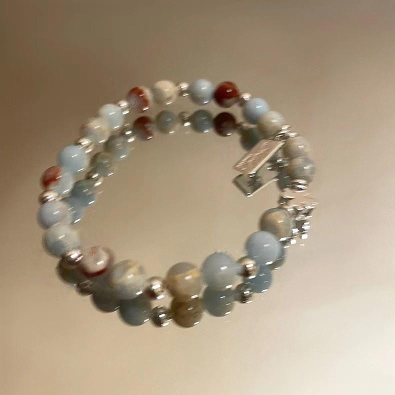 Ethnic Vintage Style Ceramic Bracelet With Cross And Sphere Design For Couples