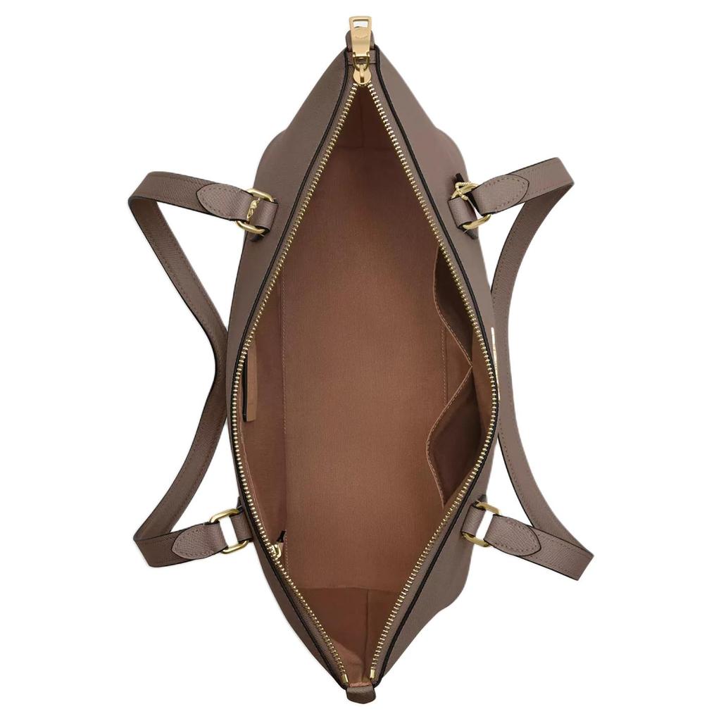 Coach Gallery 37 Metal Logo Zip Closure Recycled Leather Tote Bag Women Tote Bags Dark-Stone CV402-IMV2R