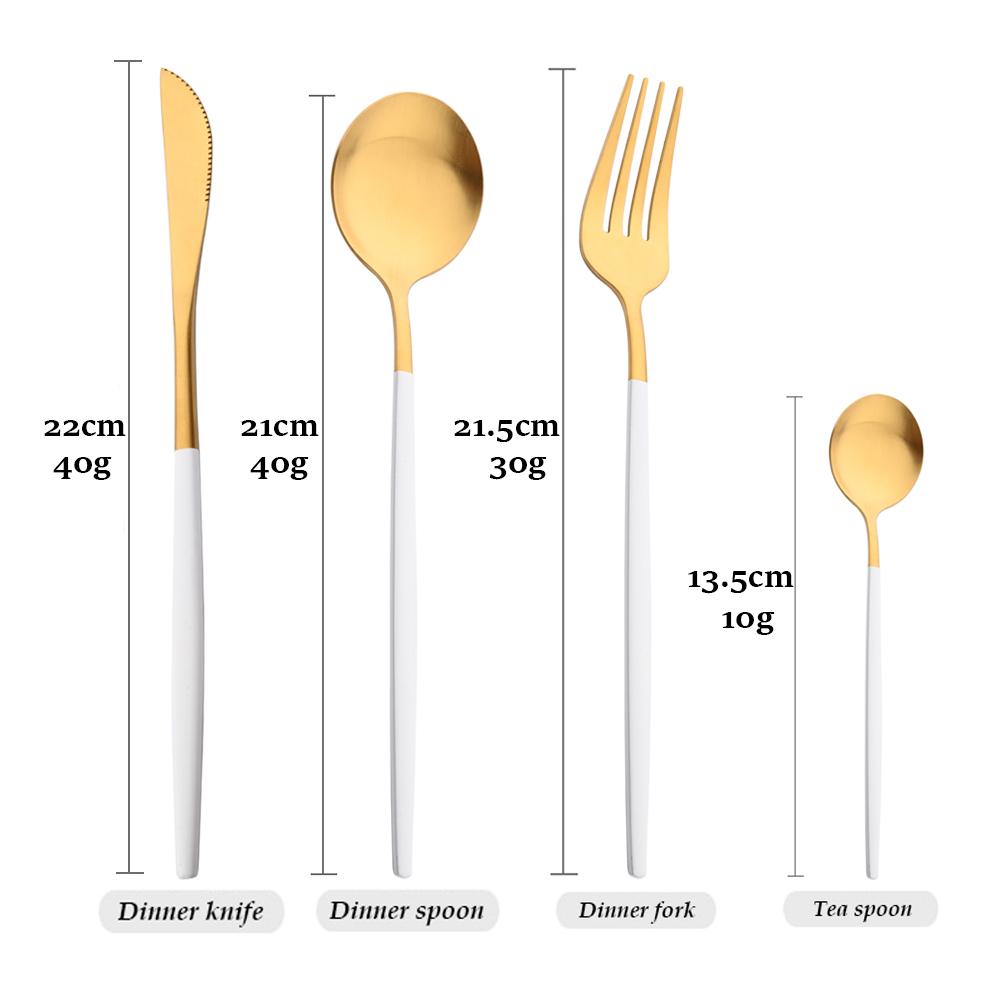 White Gold 24Pcs Cutlery Set Matte Dinnerware Western Flatware Knife Fork Spoons Stainless Steel Silverware Kitchen Tableware Set