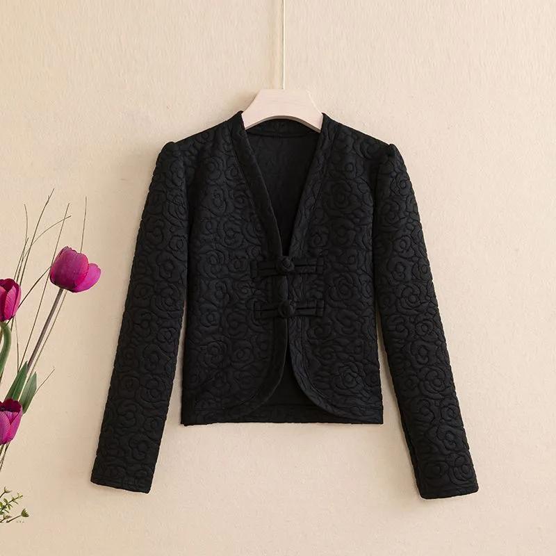 Short Jacket for Women's New Autumn Winter Velvet Retro Chinese Style Mother's Fashionable Button Top