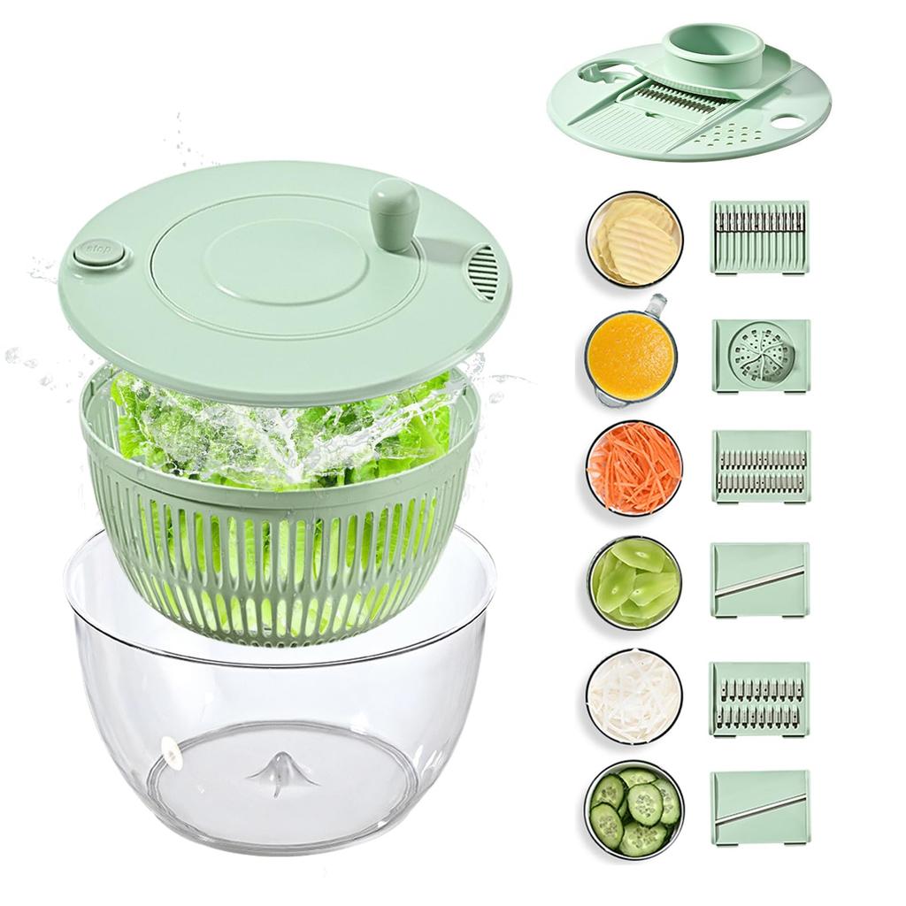 functions in 1 including Salad vegetable 6 vegetable salad fruit egg cooking kitchen with finger guard and draining 3L [12 unit, slicing, washing,