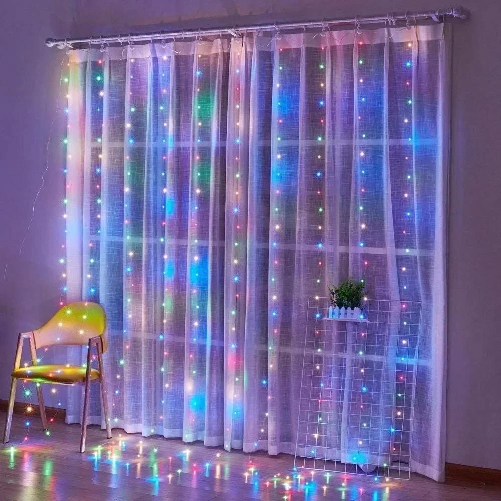 

3*3M LED String Lights Christmas Curtain Hanging Lamp Fairy Lights for Wedding Home Garden Bedroom Outdoor Indoor Wall Decor 3X3metes