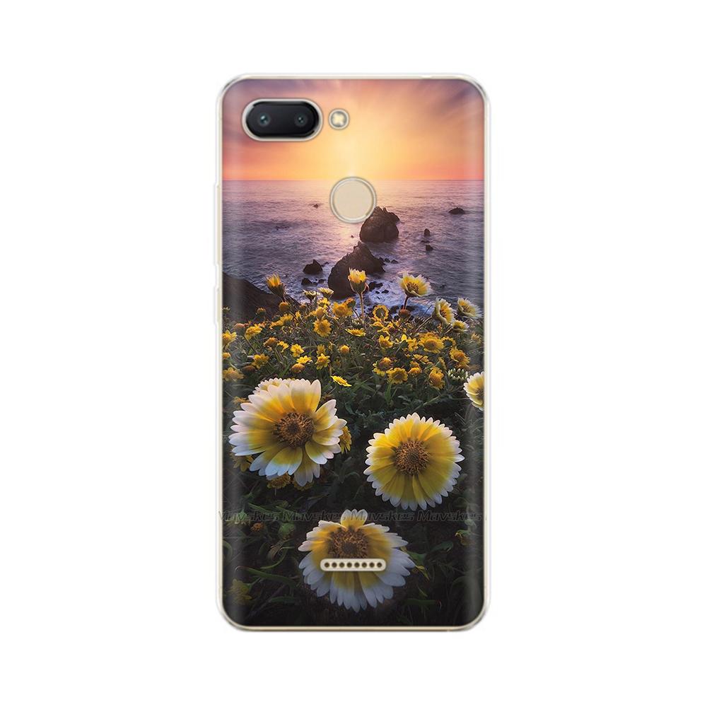 For Redmi 6 Phone Cover Transparent Silicone TPU Protective Cats Flower Print Covers Case For Xiaomi Redmi 6 6A Redmi6 Funda