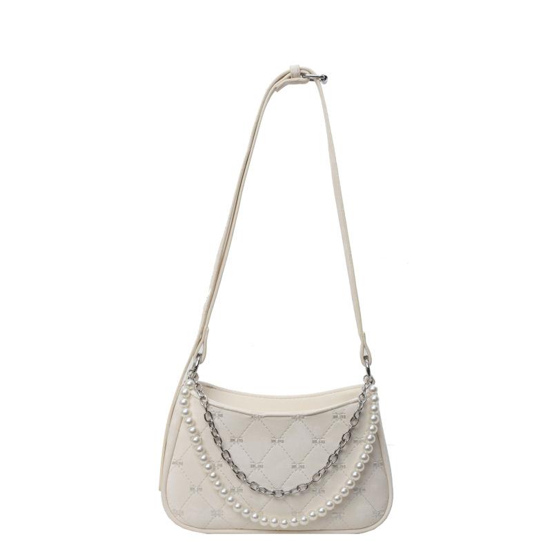 Women's Shoulder Bag  Spring Summer New Beadding Underarm Bags Temperament Versatile Chain Crossbody Bag Party Handbags