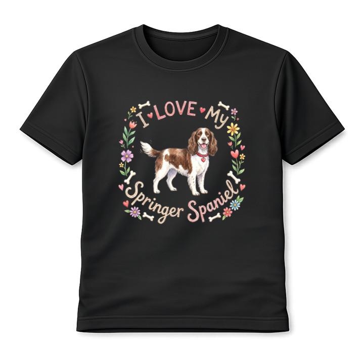 I Love My Springer Spaniel Dog Lover Unisex T-Shirt Cute Pet Graphic Tee S разноцветный