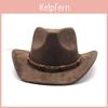 Western Cowboy Hat For Men Women Vintage Wool Felt Large Brim Warm Fedora
