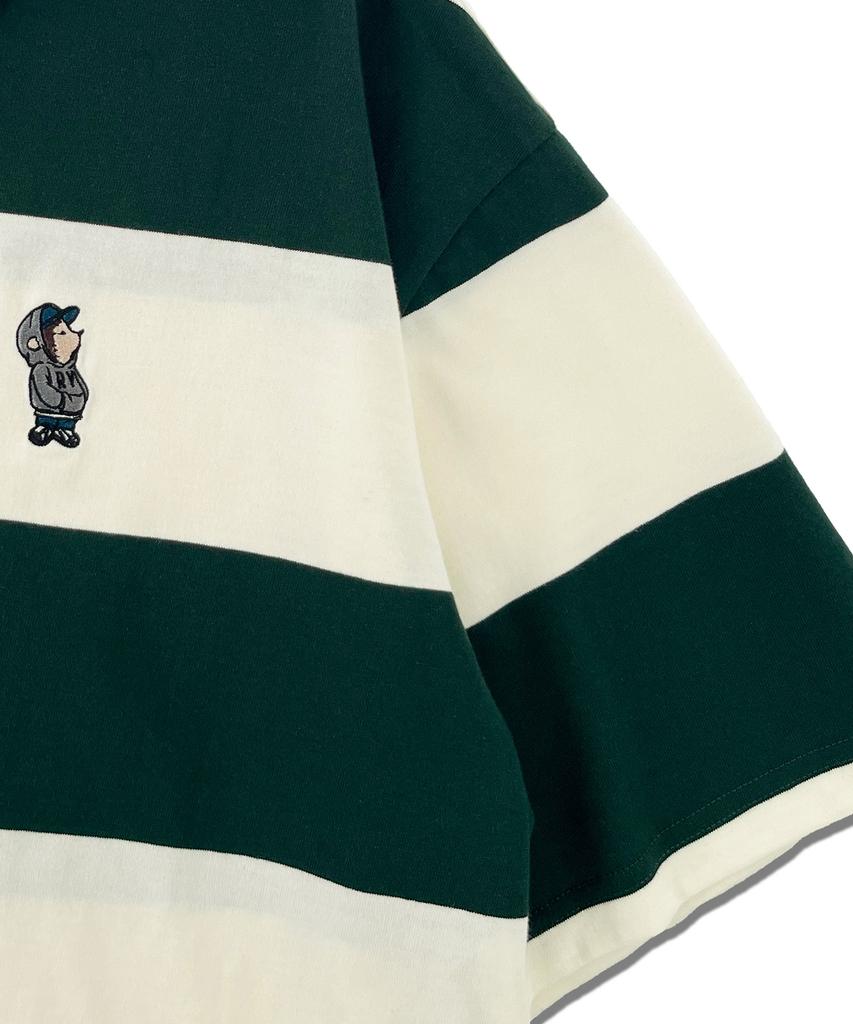 RAYFIKERS Striped Small Embroidered Polo Shirt Mq2Tu275_Dark Green