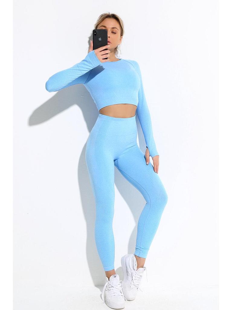 New European & American Women's Quick-Dry Yoga Set: Long Sleeve Top, Sport Vest, Tight Pants.