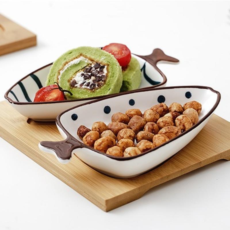 Japanese Creative Ceramic Snack Plate Dried Fruit Nut Snack Plate Grid Fruit Plate Small Vegetable Plate Household Tableware