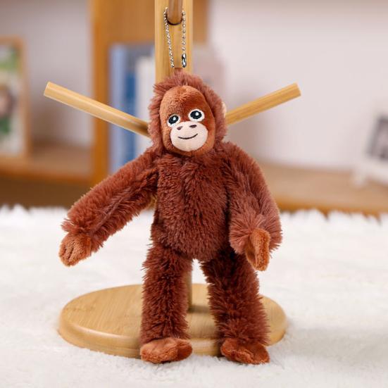 Plysch Orangutang Docka Hänge Mjuk Fluffig Orangutang Nyckelringshänge Gosedjur Ryggsäckshänge för Nyckelring Handväska Skolväska Dekoration