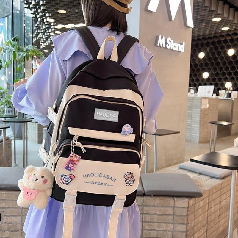 4 Pcs Sets Canvas Schoolbags Women Backpack Canvas Kids for Teenage Girls Primary School Bag College Student Laptop Backpacks