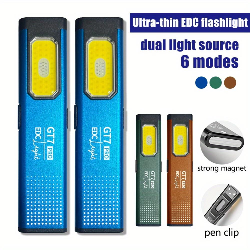 Ultra Thin Flashlight, High Brightness Magnetic Pen Clip, Dual Light Source, 5 Modes, Aluminum Alloy Material Suitable for Outdoor, Emergency