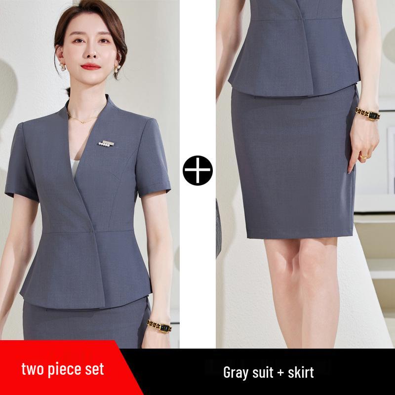 Women's Formal Business Suit Set - Skirt Uniform for Office, Reception, or Hotel Front Desk