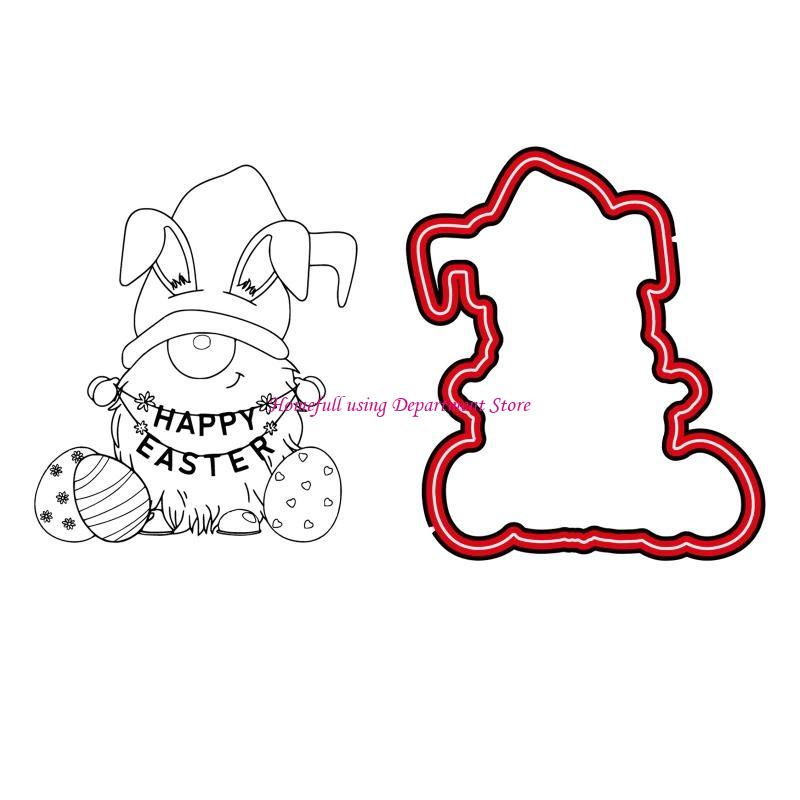 

Easter Rabbit Ears Gnome Eggs Clear Seal Stamp with Cutting Dies Stencil Set DIY Scrapbooking Embossing Photo Album Decor Paper