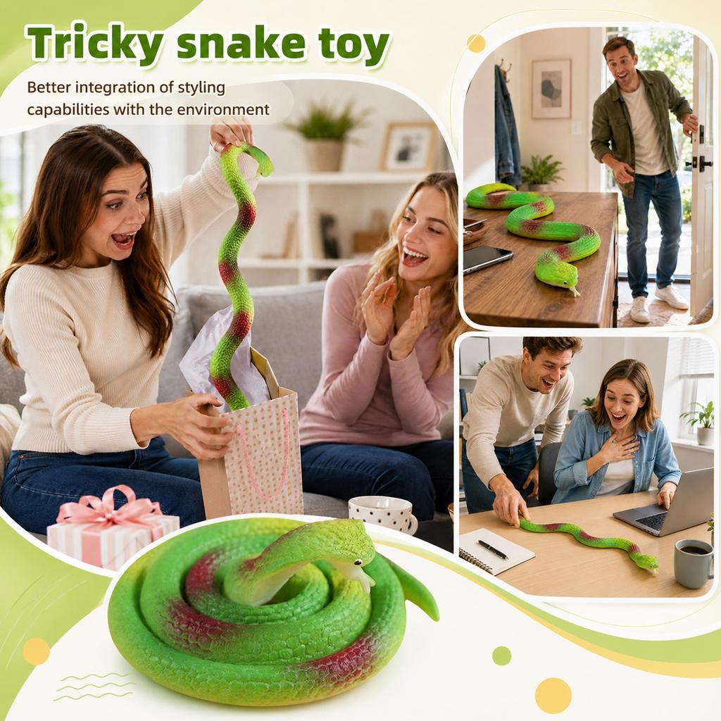 Fake Snake Toy - Realistic Rubber Snake for Halloween Jokes Party Favors