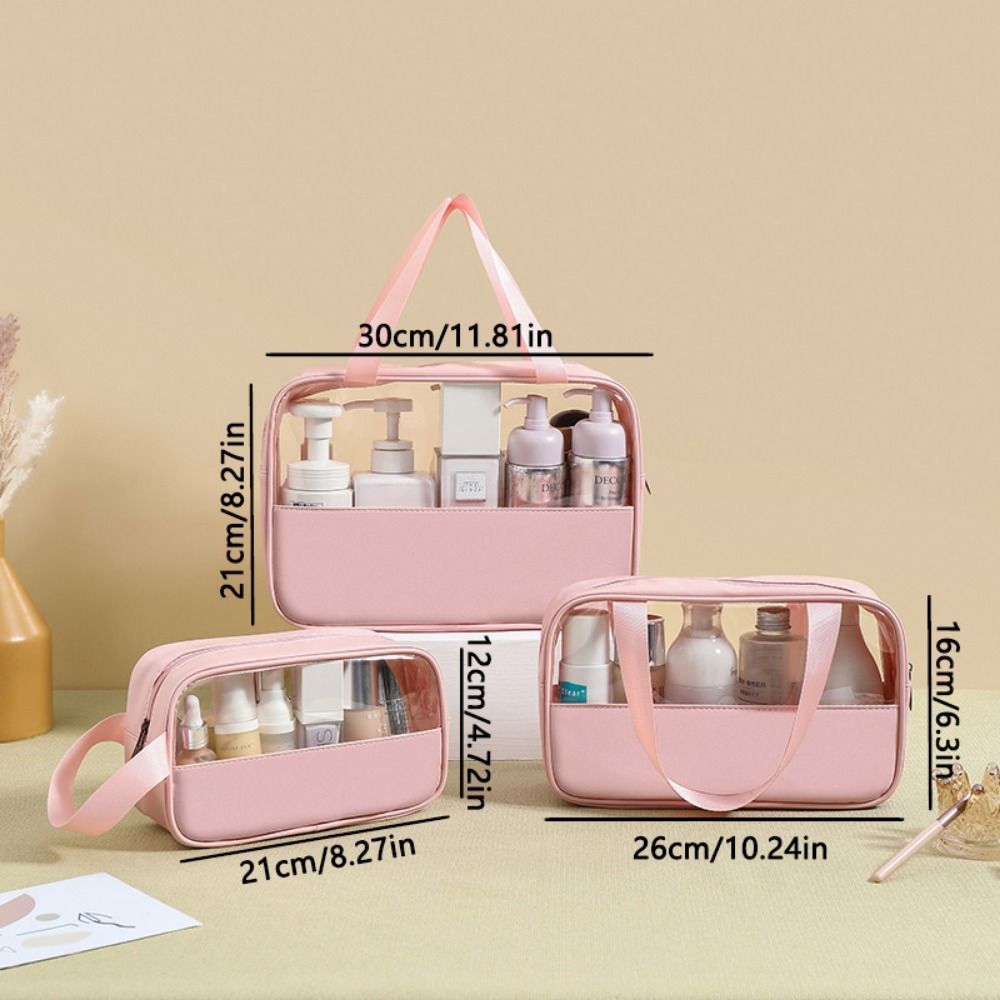 With Handle Portable Toiletry Pouch Transparent Women Wash Pack  Beach Activities