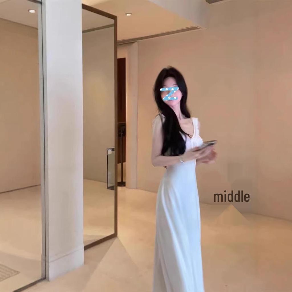 Elegant White Spaghetti Strap Backless Summer Dress for Women - Perfect for 2026 Beach Vacation