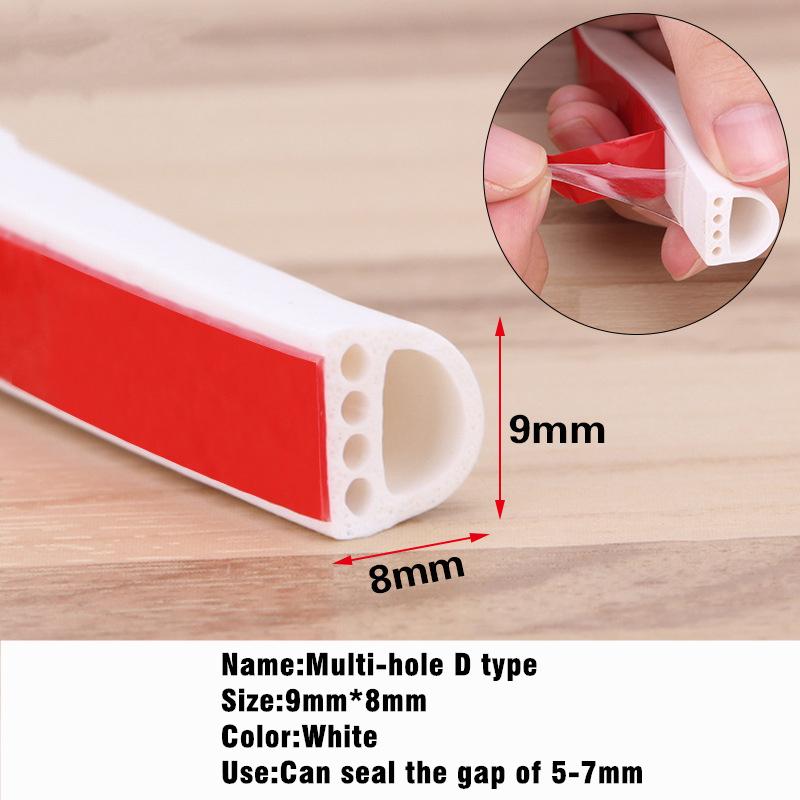 New 6M Silicone Rubber Weather Strip I/E/D Type Seal Strip for Doors Windows Self Adhesive Anti Collision Soundproof Waterproof