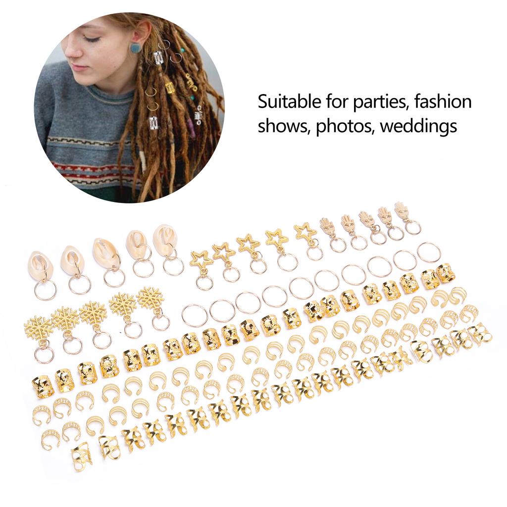 110pcs Hair Braid Rings DIY Dreadlocks Pendant Hair Braid Clips Hair Decoration Accessories