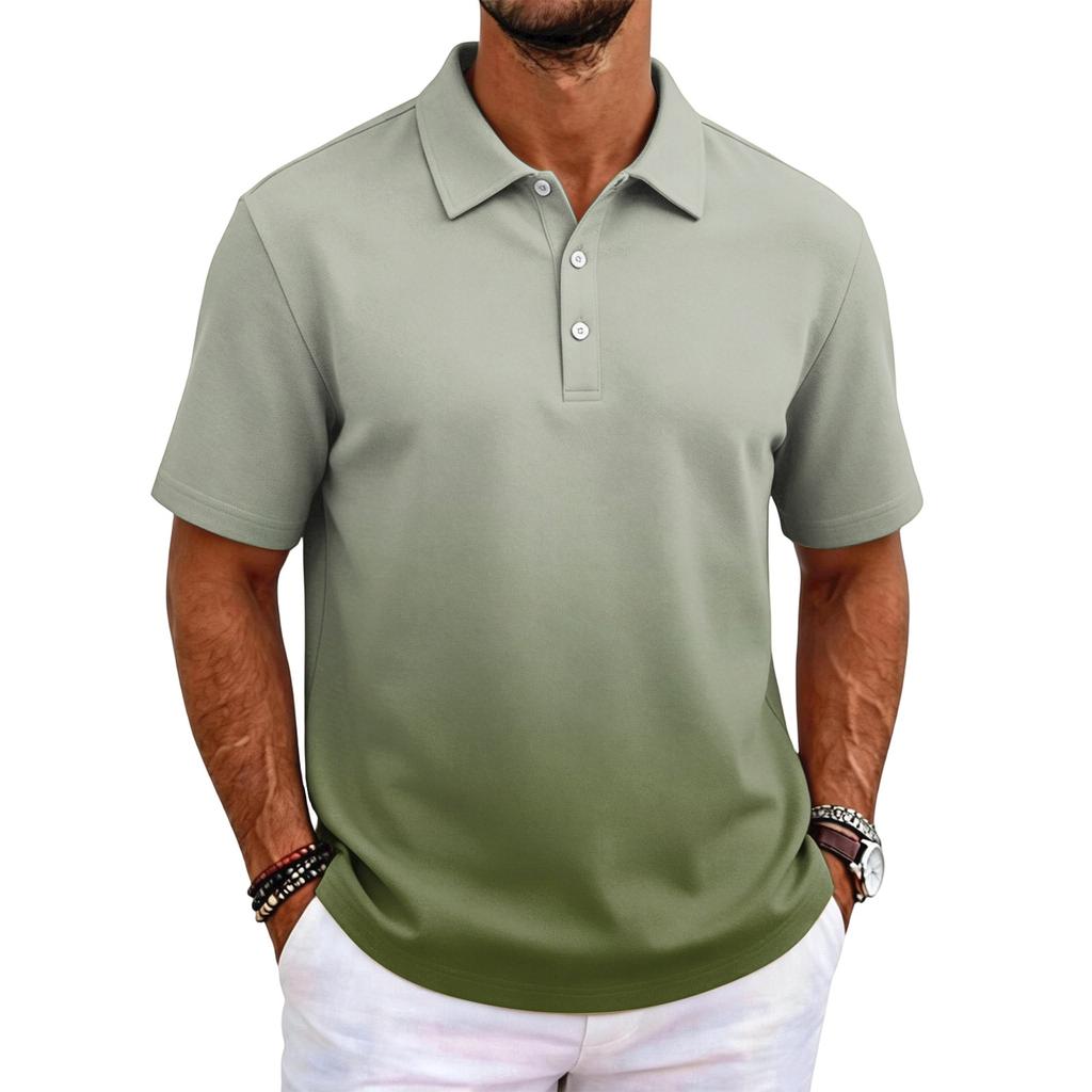 Men Short Sleeve Polo Shirt Classic Fit Lightweight Breathable Fabric Business Casual Solid Basic Collar Top
