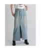 Diagonal Fastening Denim Maxi Skirt Sky Blue