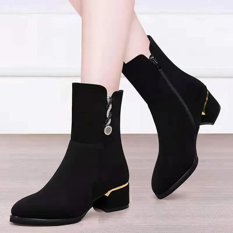 

Cresfimix Botas De Mujer женские милые круглые носки высокого качества до колена сапоги больших размеров для осени леди повседневные милые классные сапоги A735 35