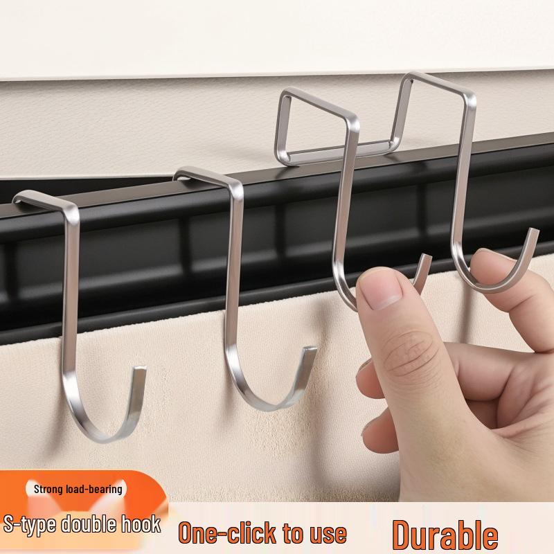 Hochwertiger, robuster S-Haken aus Edelstahl für die Aufbewahrung hinter der Tür – Bohrlos, Multifunktionaler Schrankhaken