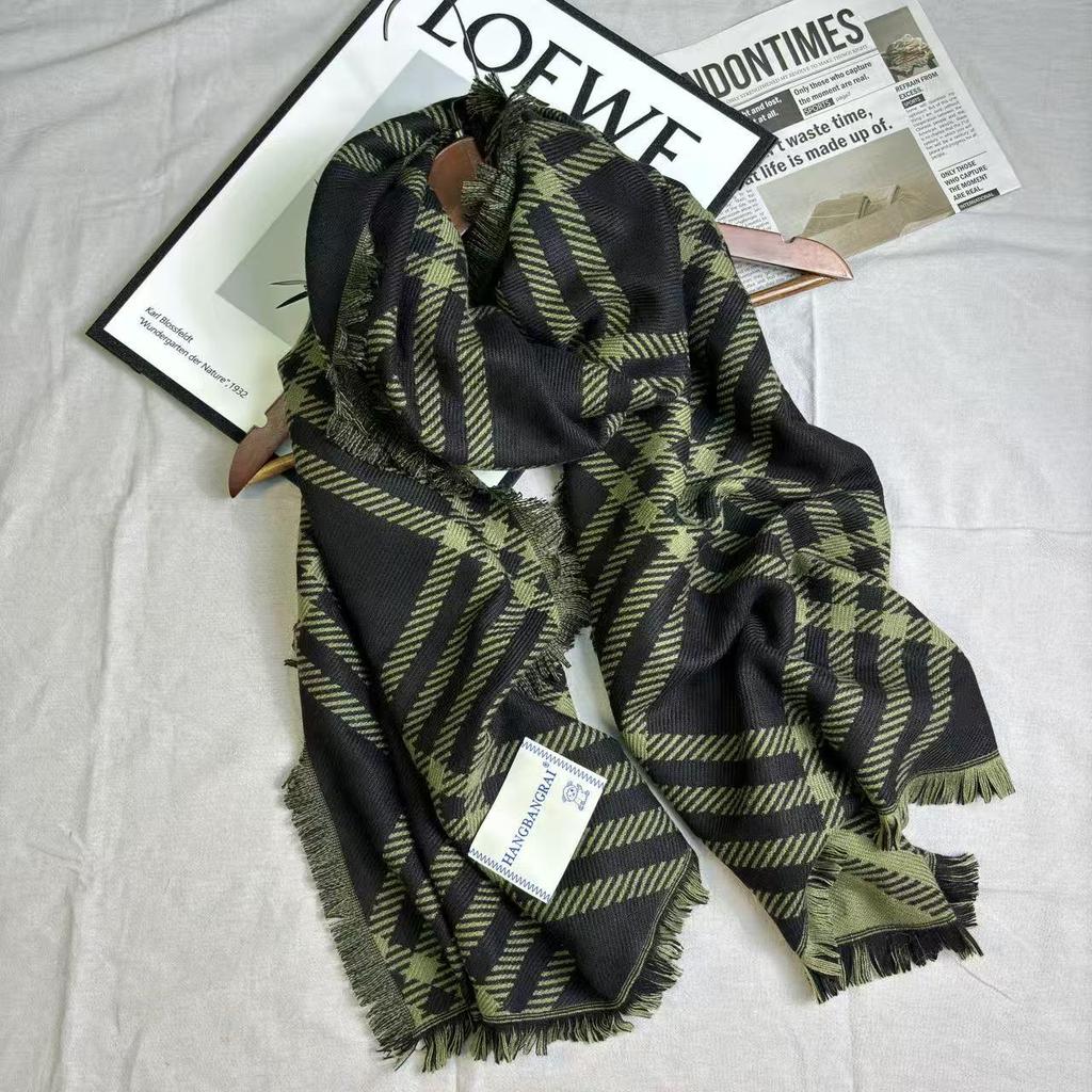 Women's Winter Retro Double-Sided Striped Imitation Cashmere Scarf and Shawl