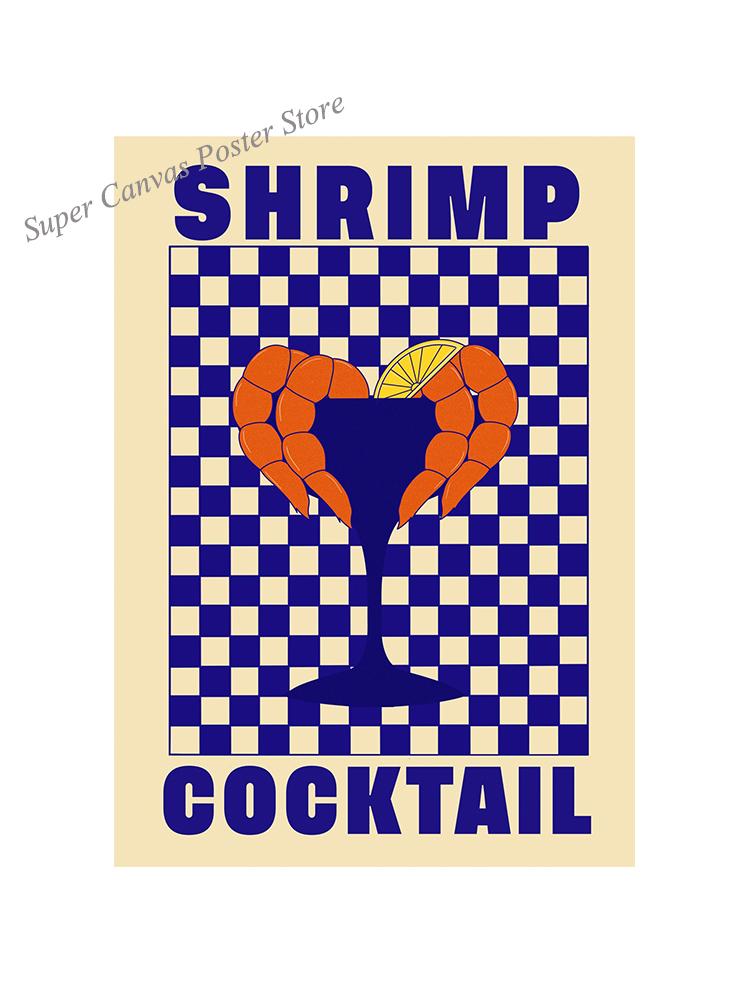 Pyszne Jedzenie Nigirizushi Krewetka Sardynka Plakat Obraz na Płótnie Zwierzę Morskie Skandynawska Sztuka Ścienna Do Kuchni Pokoju Dekoracja Domu