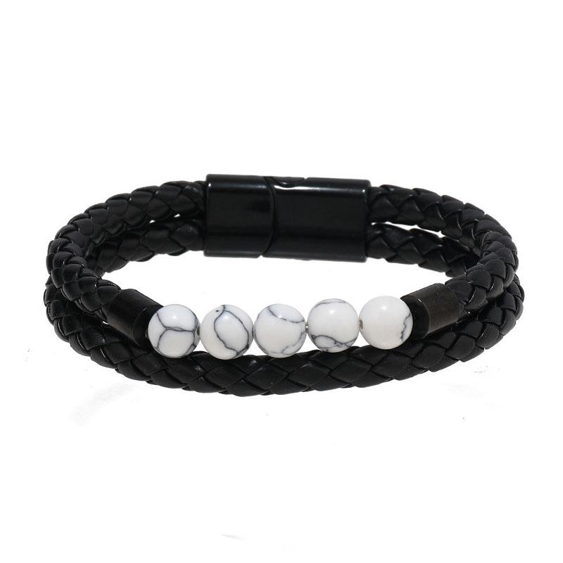 Tiger Eye Stone Beads Cuff Bangle Men's Bracelets OL Style Male Wrist Gift New Multilayer Woven Leather Bracelet for Men