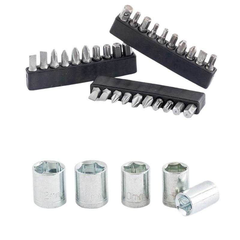 Electric Screwdriver Multifunctional Tool Set with Lithium Battery Rechargeable Drill and Household Toolbox.