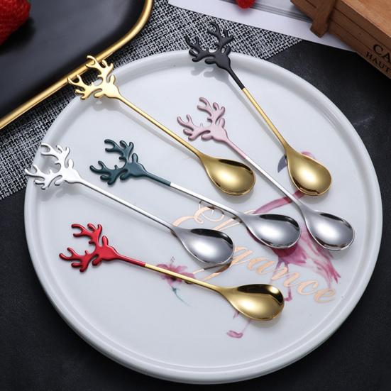 Deer Head Shape Stirring Spoon Multifunction Safe 304 Stainless Steel Spoon