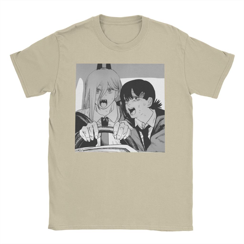 Men Women T-Shirts Chainsaw Man Power and Kobeni Novelty Pure Cotton Tee Shirt Short Sleeve Denji Devil Anime T Shirt Top Summer