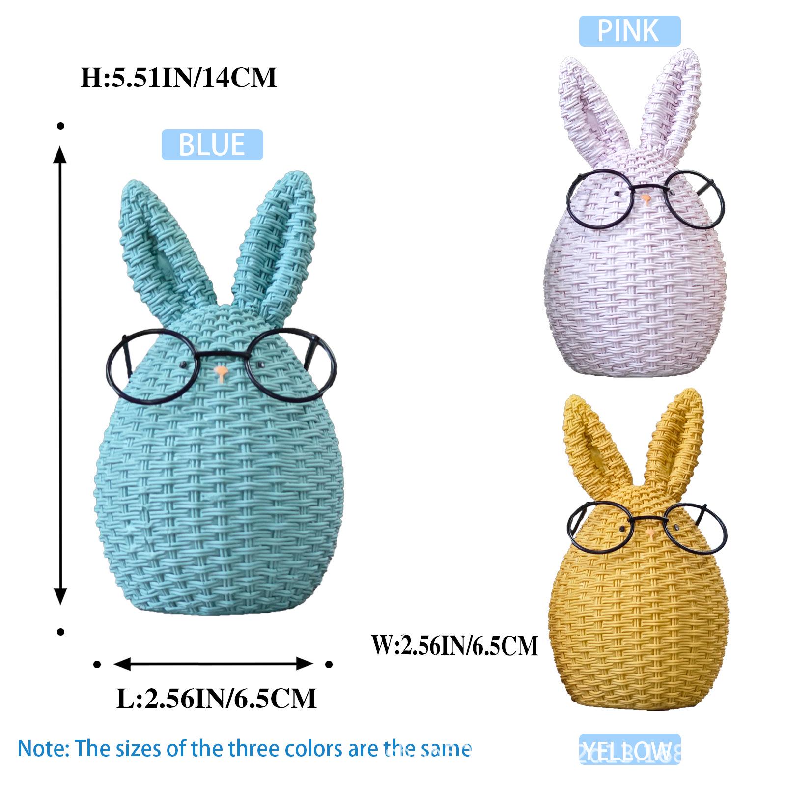 Rattan-Style Glasses-Wearing Rabbit Sculpture for Outdoor Garden and Easter Decor