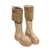 2025 New High-heeled Over-the-knee Boots Women's Thick-soled Small Men Heightened Knight Boots Thick-legged Big Tube Circumference Fat Mm Widened