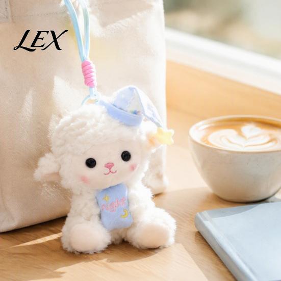 Plushie Gift for Girls Goodnight Sheep Plush Keychain, Cute Sleepy Lamb Stuffed Toy with Nightcap, Fluffy Keyring Soft Bag Charm Backpack And Nursery