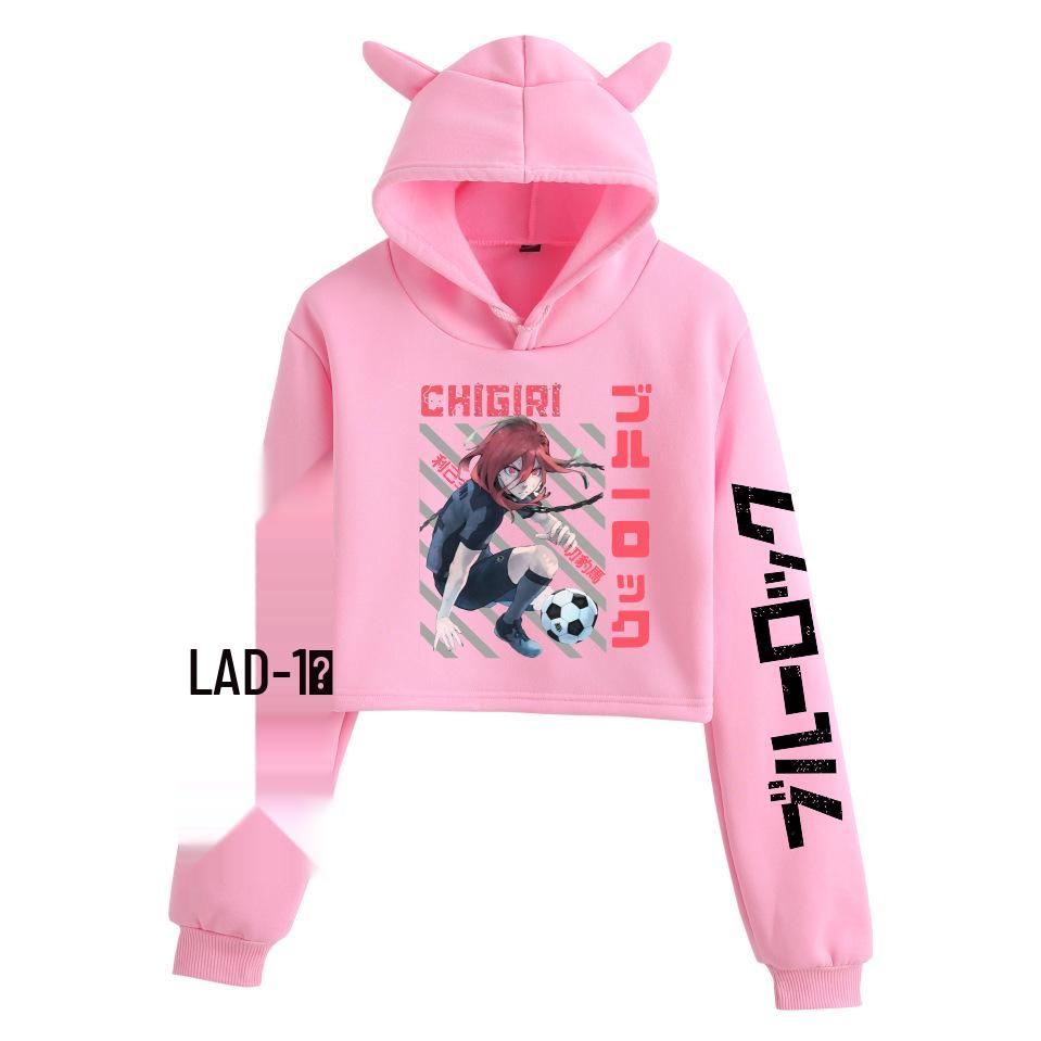 Blue Lock Cat Ear Hoodie for Women - Two-Dimensional Print, Casual, Autumn/Winter