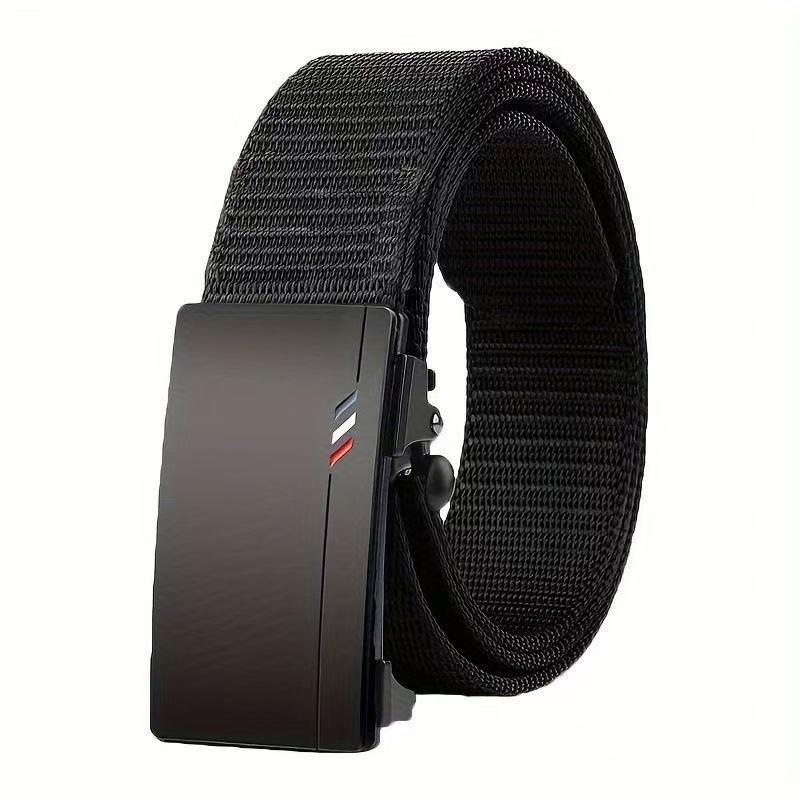 2024 Men's No-Tooth Nylon Canvas Belt with Automatic Buckle - Casual Versatile Wide Waistband for Jeans