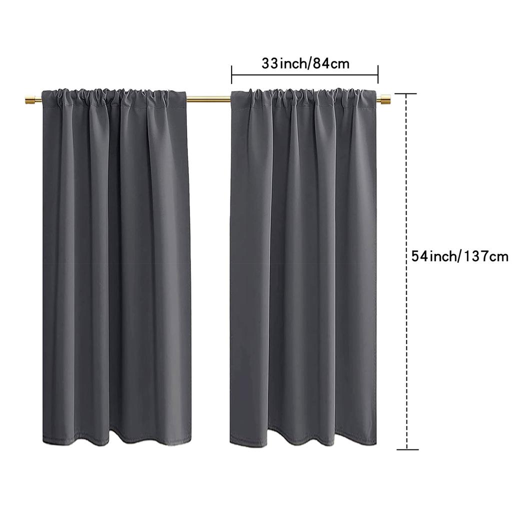 2 Panels Short Curtains for Kitchen RV Curtain Tiers 100% Blackout Drapes Rod Pocket Light Block Privacy Small Window Curtains