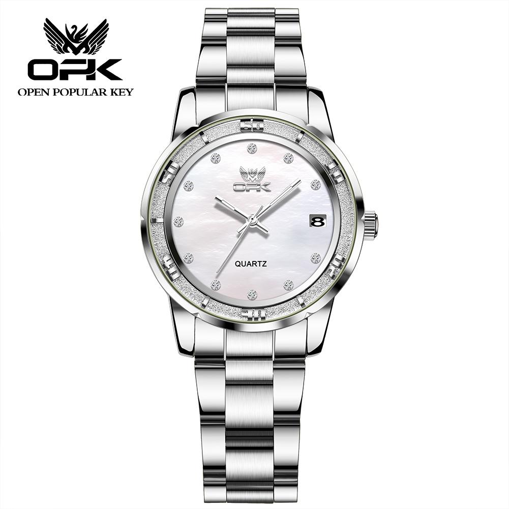 OPK Fashion Luxury Quartz Watch For Women Zircon Scales Ladies Waterproof Luminous Calendar Women's Watches
