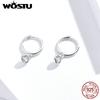 WOSTU Authentic 925 Sterling Silver Dazzling Zirconia Hoop Earrings For Women Wedding Simple Earrings Luxury Jewelry CQE830