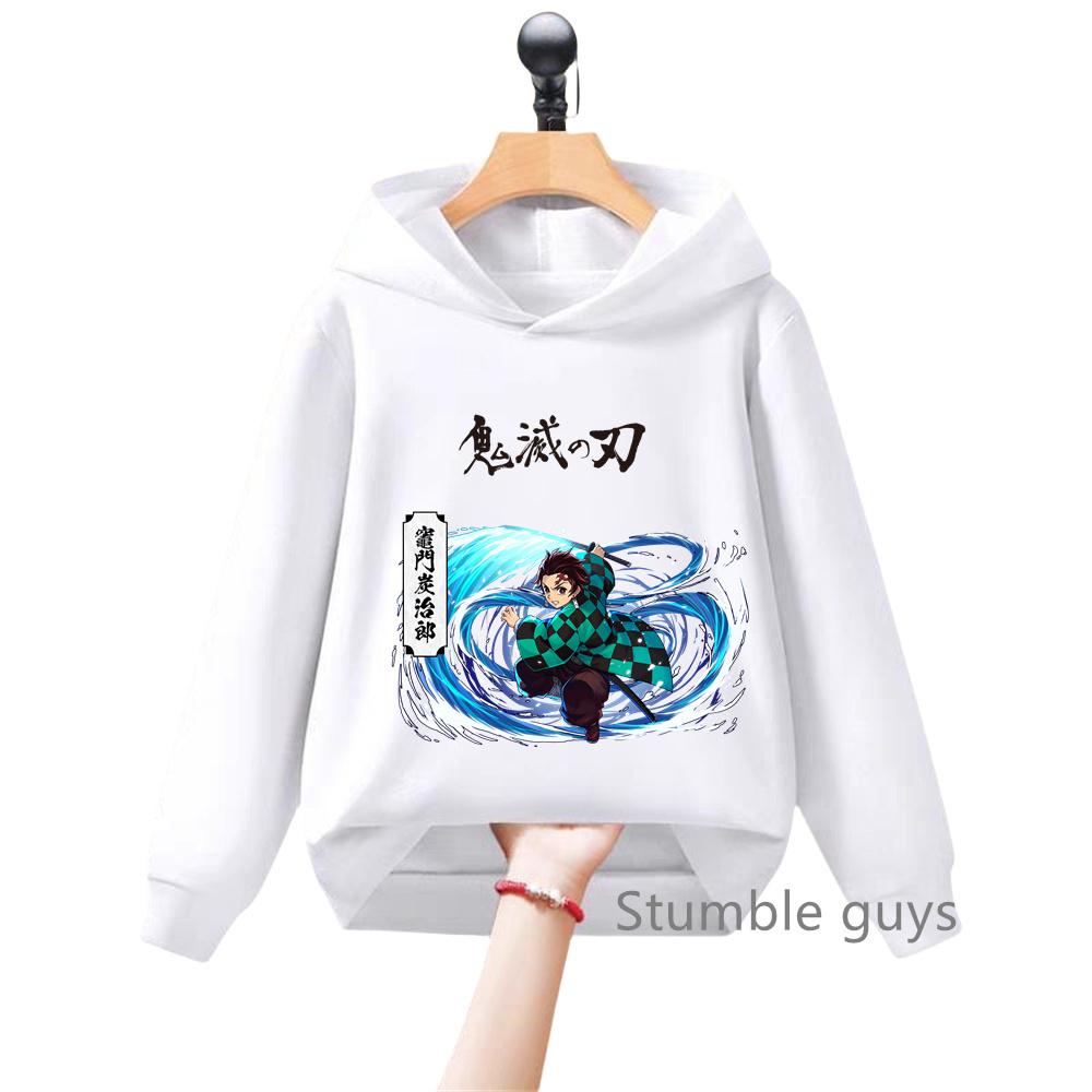 Cute Anime Demon Slayer Kids Hoodie Sweatshirt for Boys Girls Cartoon Long Sleeve Casual Daily Wear