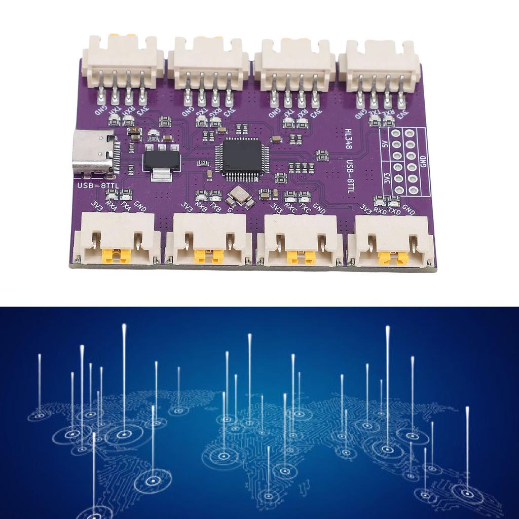 USB to 8 Channels TTL Serial Module 6Mbps High Speed CH348 Chip USB Type C to TTL Serial Converter Adapter