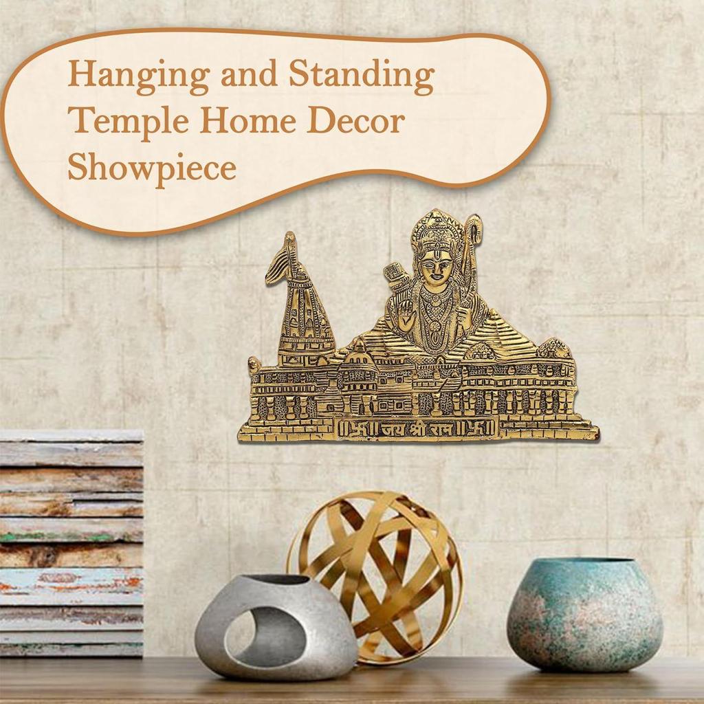 Metal Ram Mandir Ayodhya| Ayothi Ramar Temple Model| Architecture Model (11X7 Inch) Hanging and Standing Temple Home Decor Showpiece, 1 Pc
